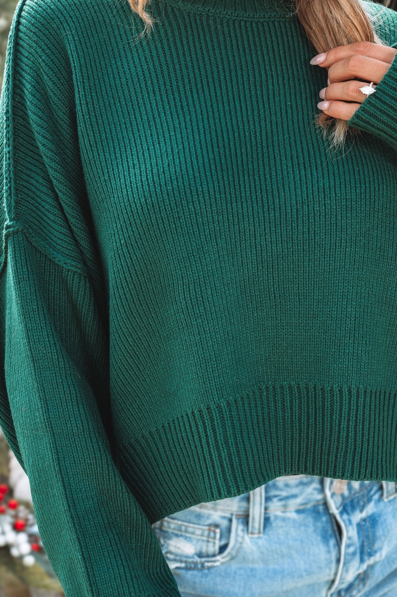 Dark Green Ribbed Pullover Sweater - Magnolia Boutique