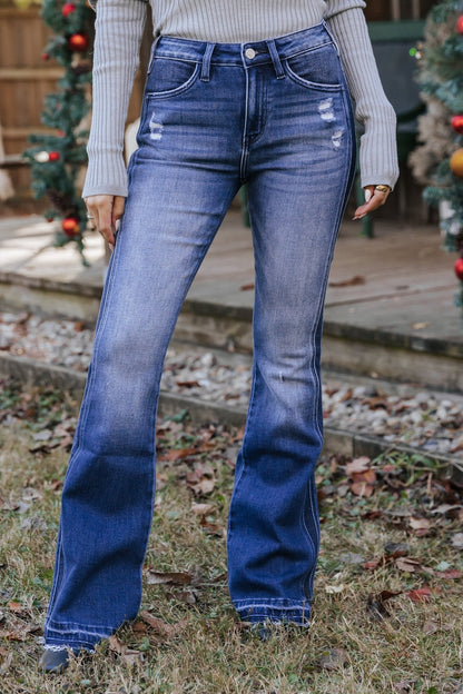 Dark Wash High Rise Flare Jeans - Magnolia Boutique