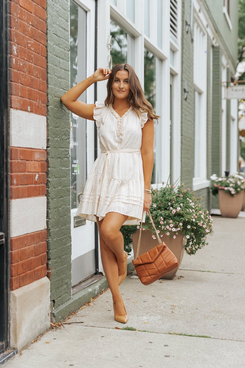 Della Cream Textured Mini Dress - Magnolia Boutique