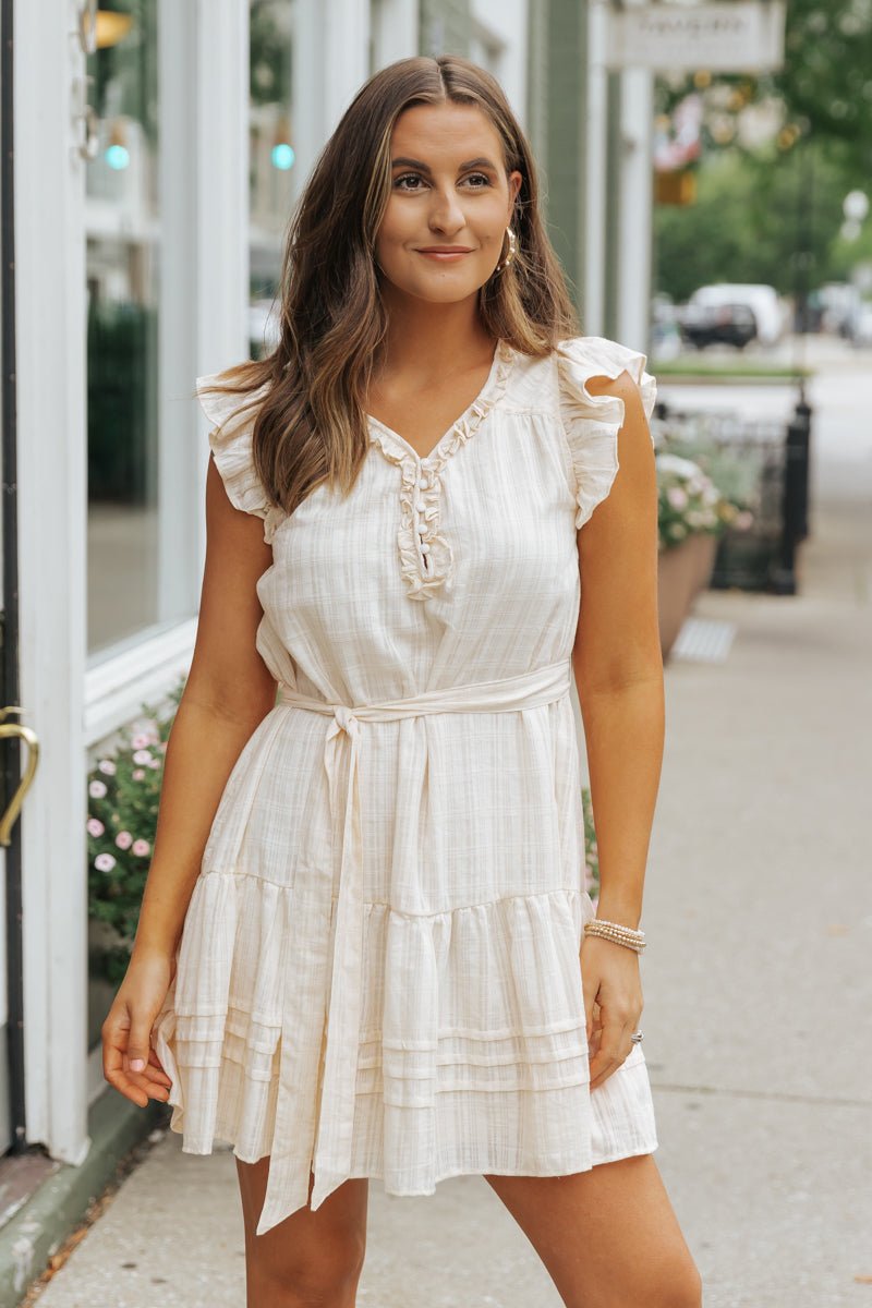 Della Cream Textured Mini Dress - Magnolia Boutique