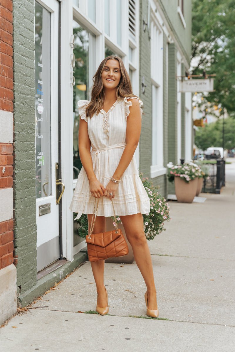 Della Cream Textured Mini Dress - Magnolia Boutique