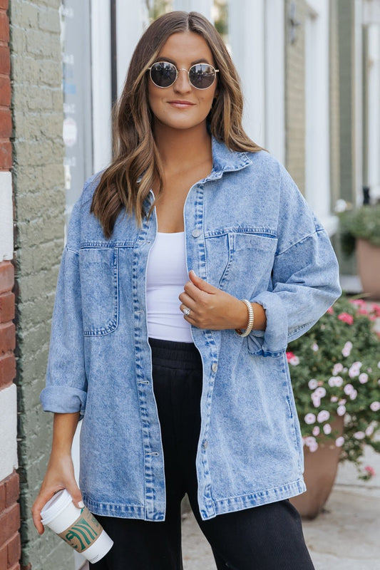 Denim Button Down Jacket - Magnolia Boutique