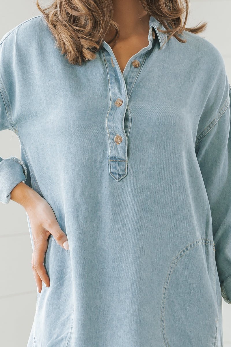 Denim Button Up Shirt Dress - Magnolia Boutique