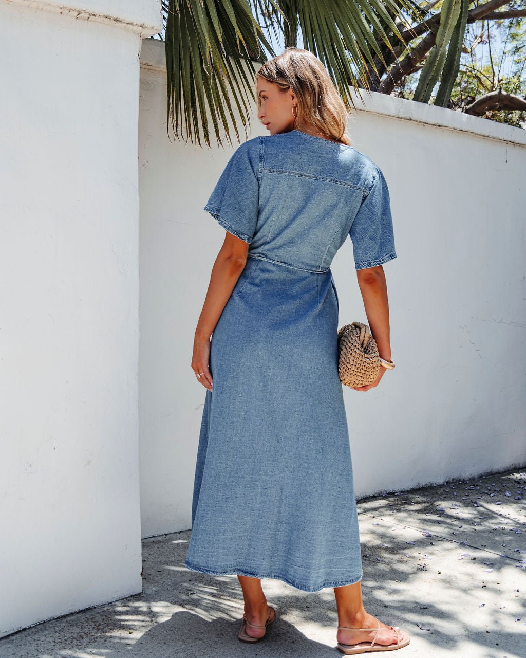 Denim Wrapped Front Maxi Dress - Magnolia Boutique