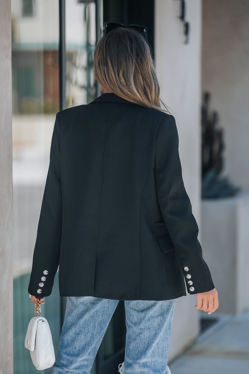 Detailed Button Sleeve Blazer - Black - FINAL SALE - Magnolia Boutique