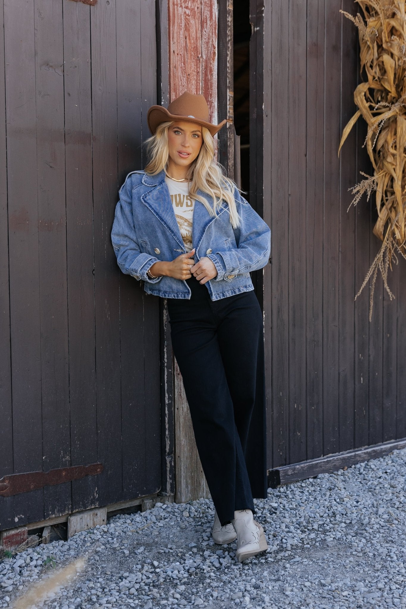 Double Breasted Denim Jacket - Magnolia Boutique