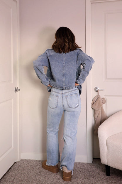 Double Breasted Denim Jacket - Magnolia Boutique