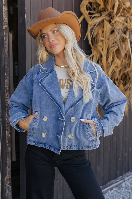 Double Breasted Denim Jacket - Magnolia Boutique