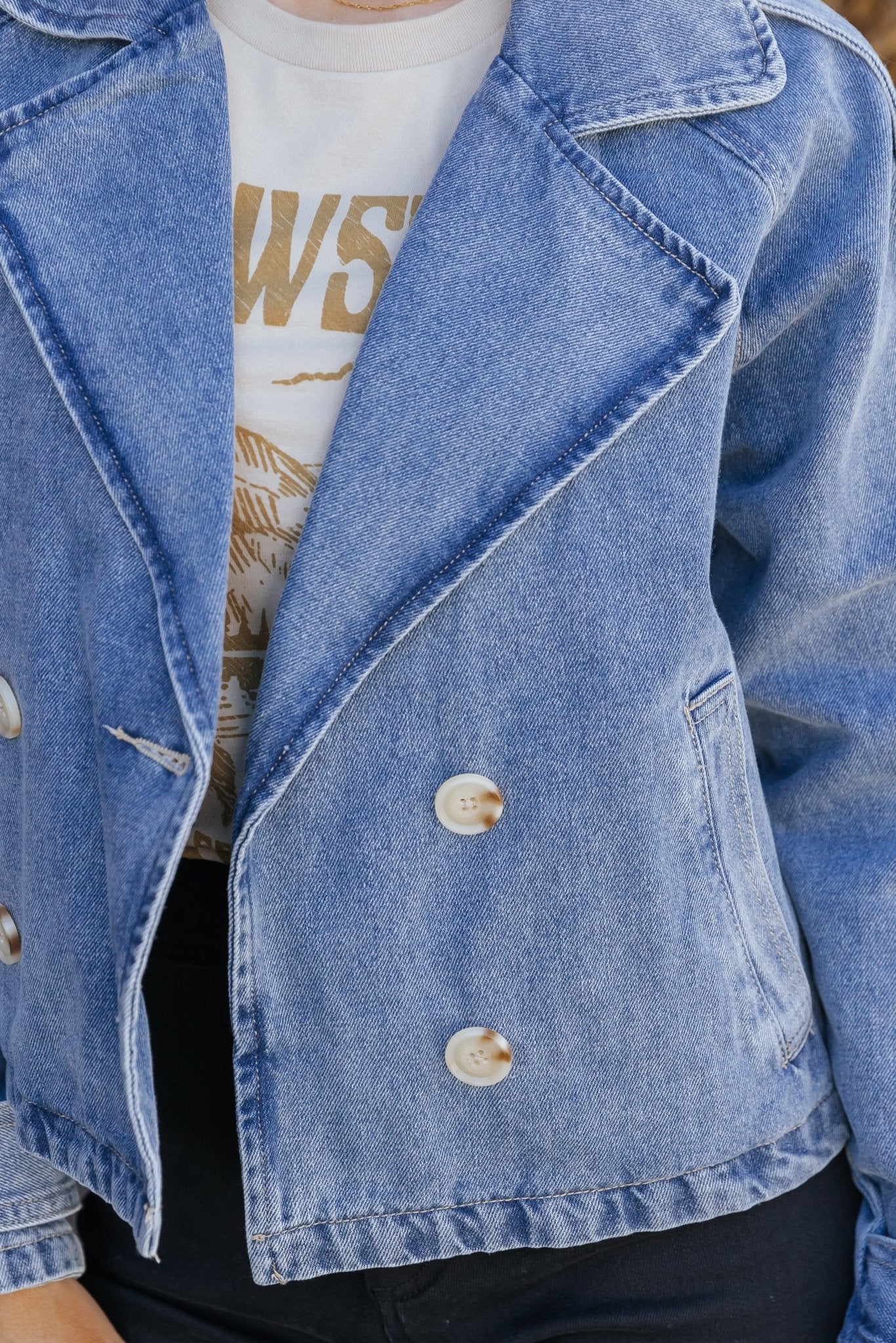 Double breasted jean jacket best sale