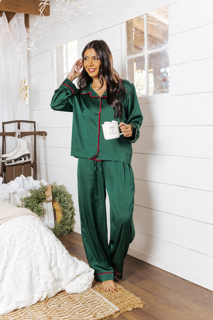 Dreamy Green & Red Satin Pajama Set - Magnolia Boutique