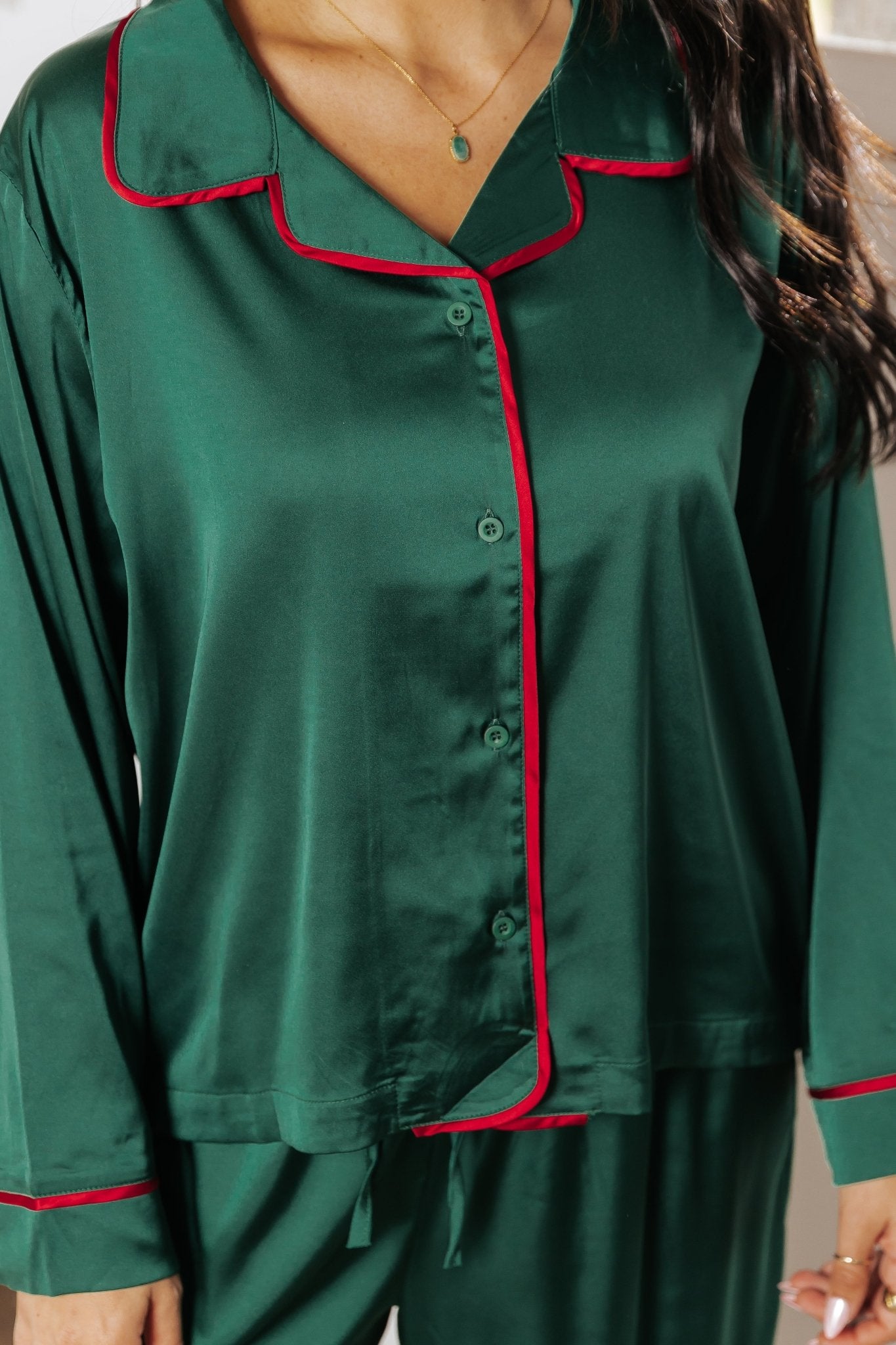 Dreamy Green & Red Satin Pajama Set - Magnolia Boutique