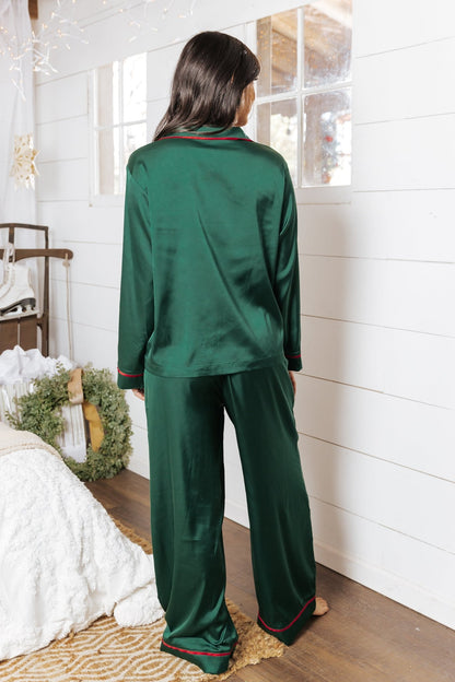 Dreamy Green & Red Satin Pajama Set - Magnolia Boutique