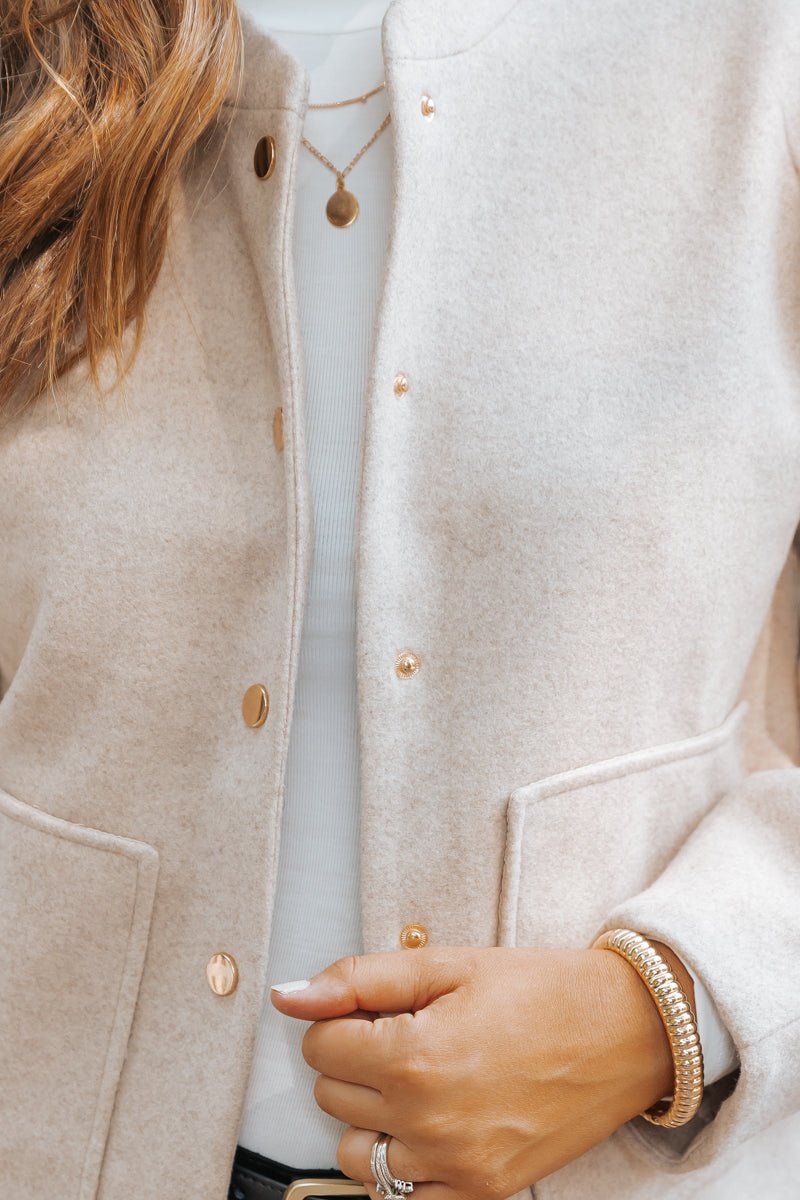 Effortless Beige Bomber Jacket - Magnolia Boutique