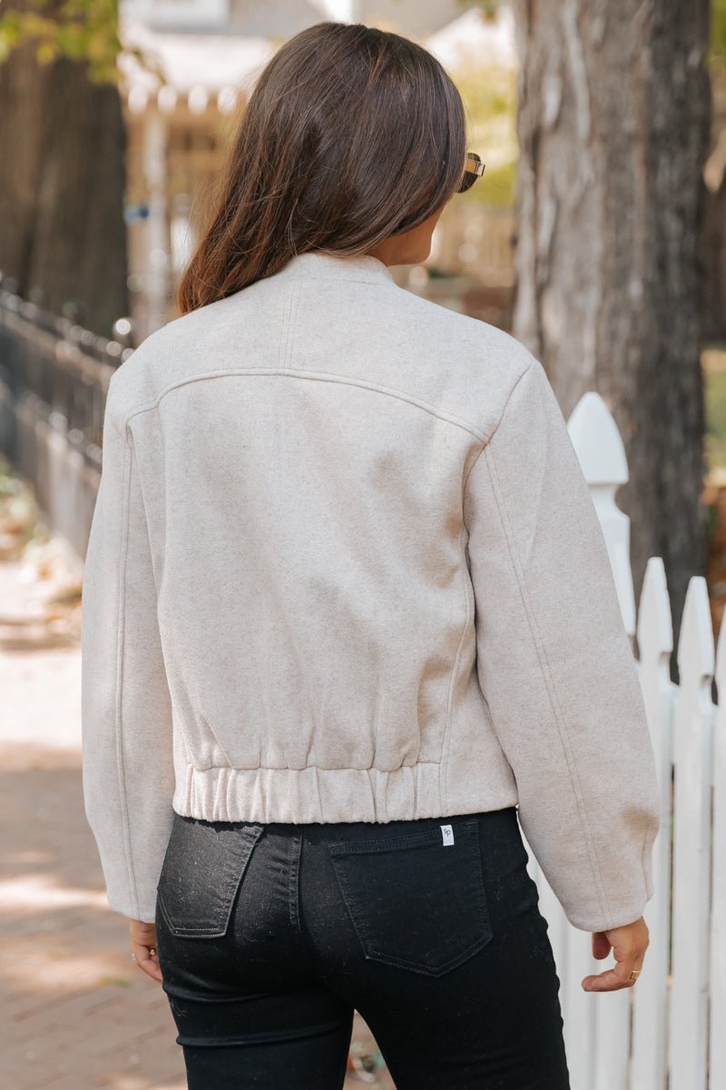 Effortless Beige Bomber Jacket - Magnolia Boutique