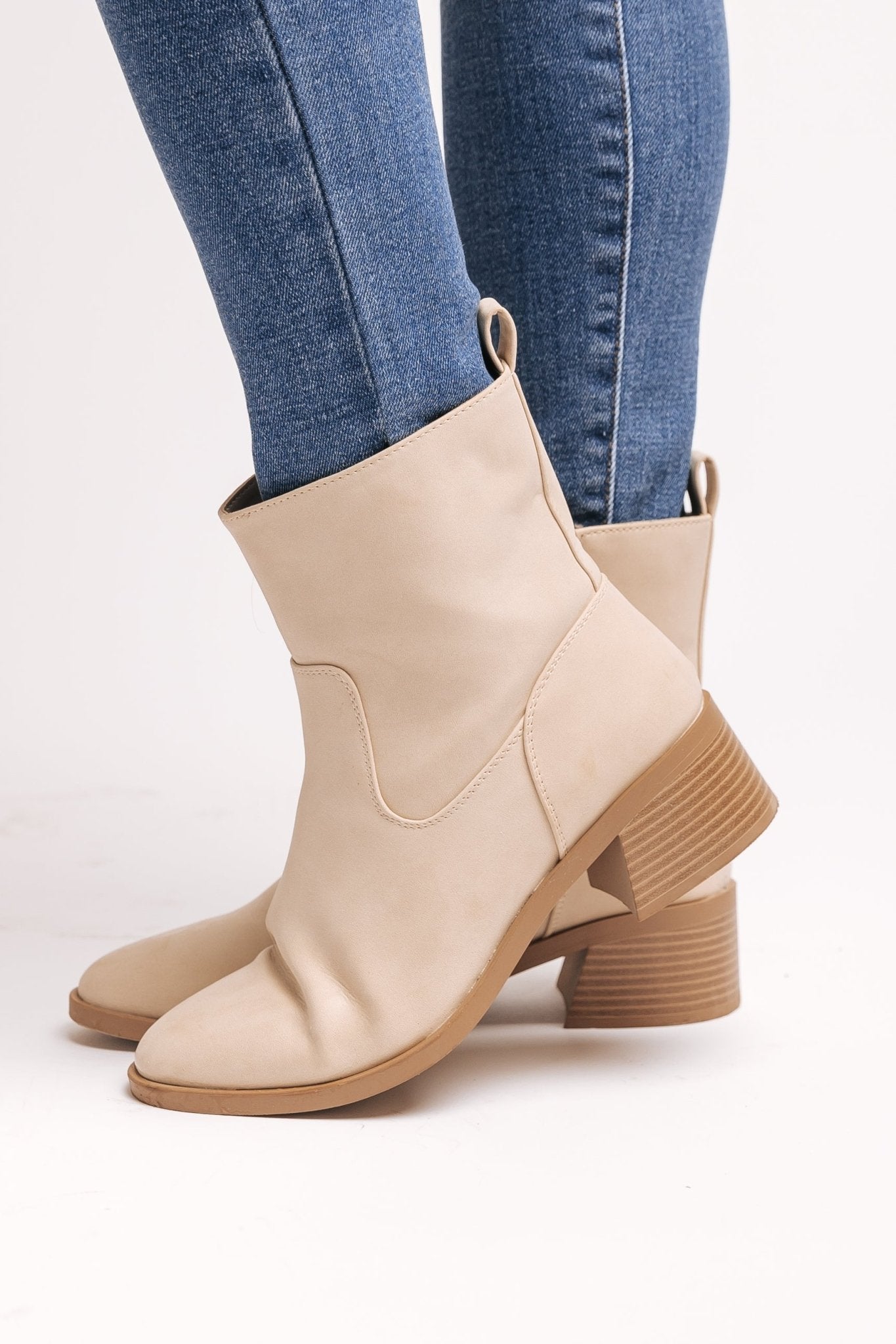 Elena Beige Heeled Booties - Magnolia Boutique