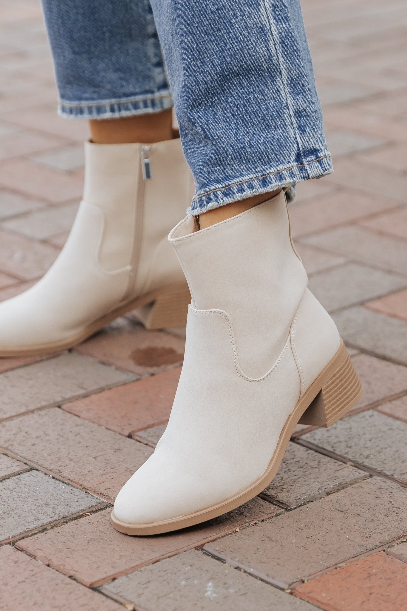 Elena Beige Heeled Booties - Magnolia Boutique