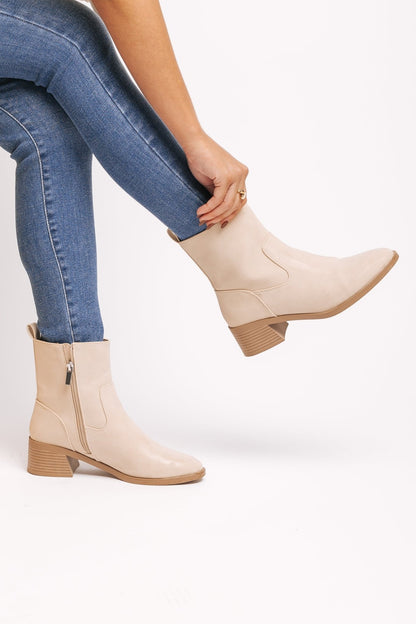 Elena Beige Heeled Booties - Magnolia Boutique