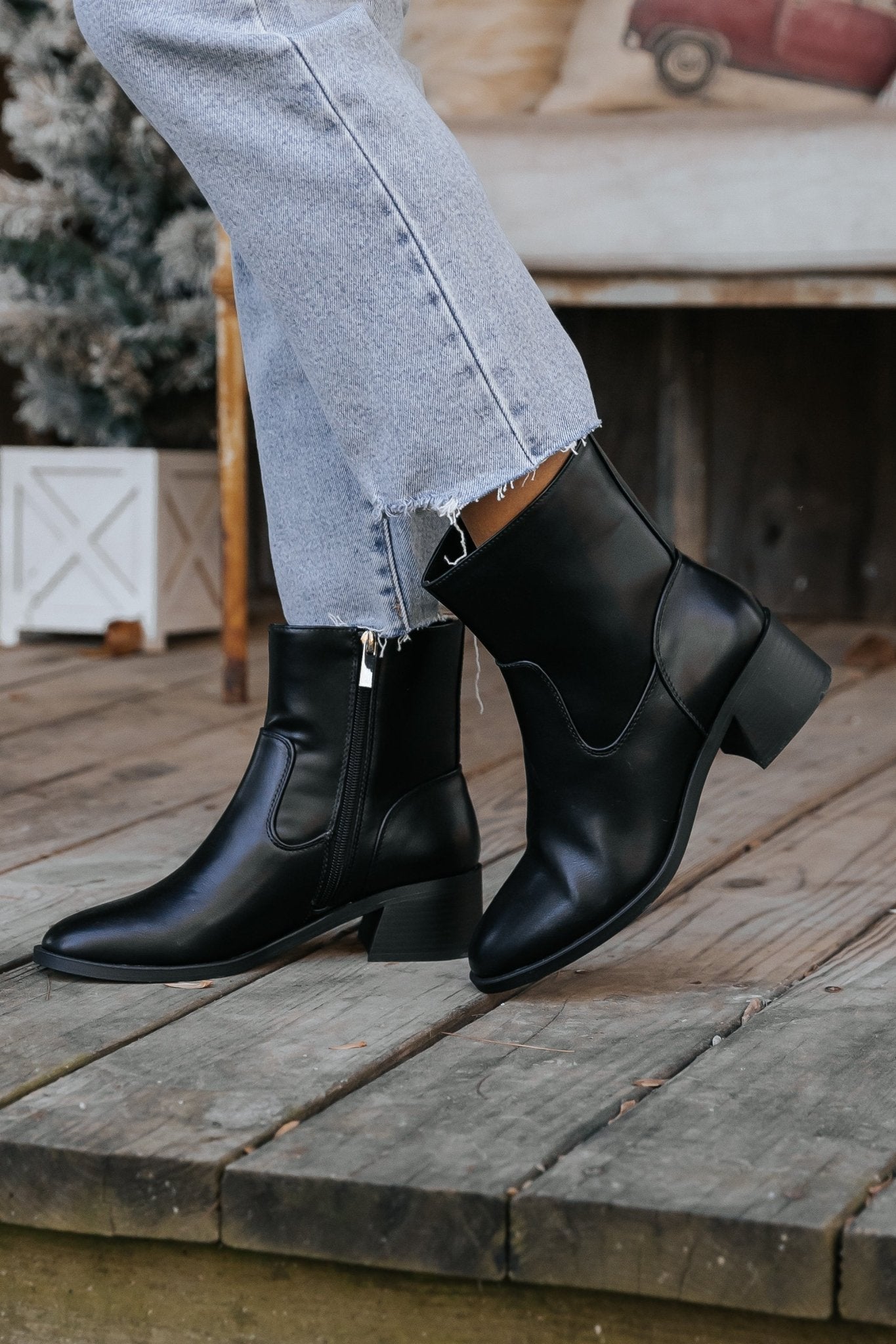 Elena Black Heeled Bootie - Magnolia Boutique