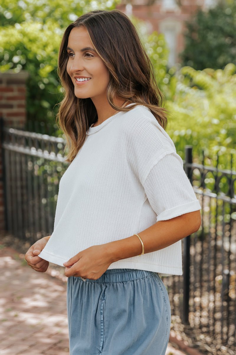 Elevated Short Sleeve Ribbed Top - Magnolia Boutique