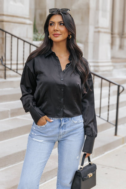 Elsie Black Button Down Shirt - FINAL SALE - Magnolia Boutique