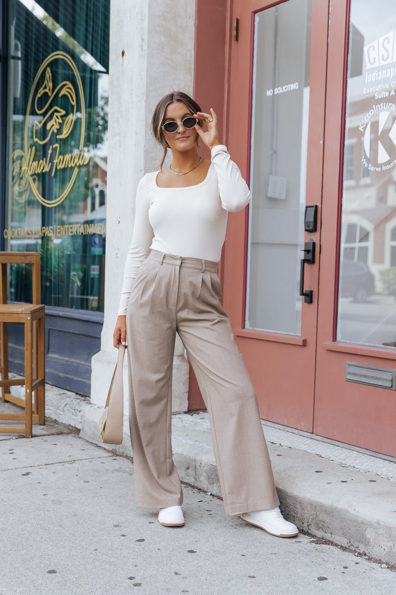 Essential Basic Square Neck Top - Beige - Magnolia Boutique