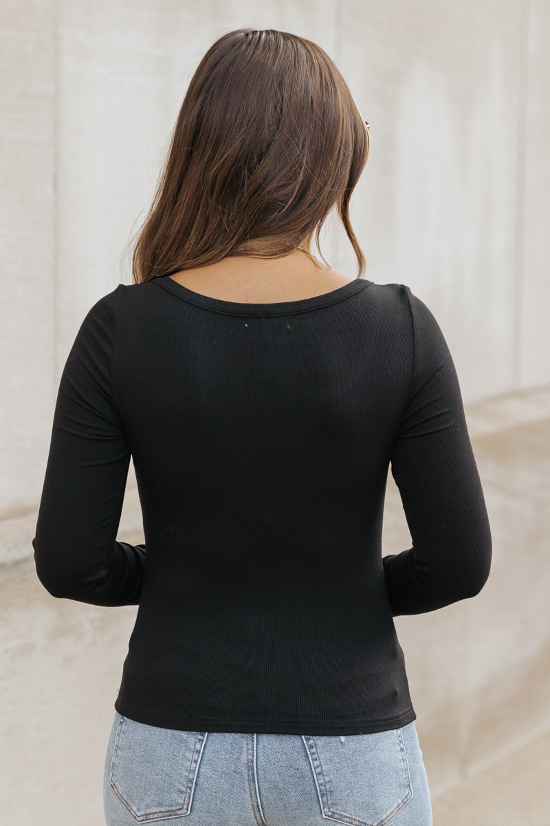 Essential Basic Square Neck Top - Black - Magnolia Boutique