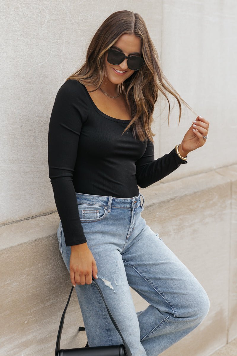 Essential Basic Square Neck Top - Black - Magnolia Boutique