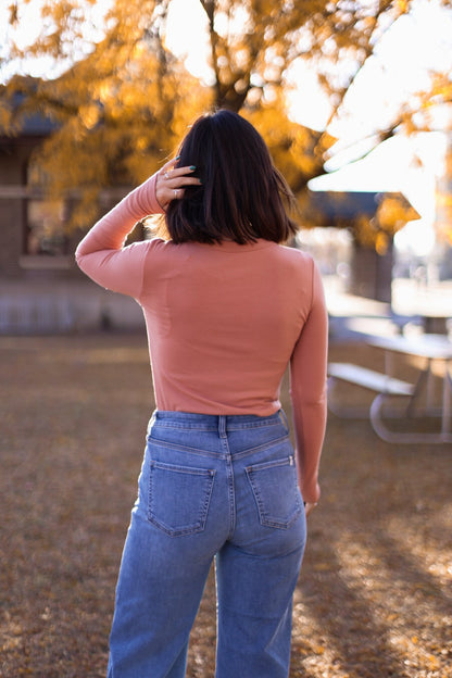 Everly Basic Long Sleeve Top - Persimmon - Magnolia Boutique