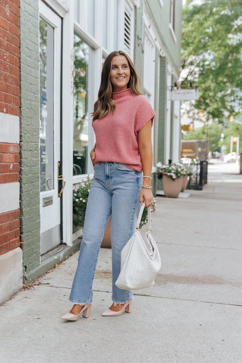 Everyday Classic Mock Neck Sweater - Rose - Magnolia Boutique