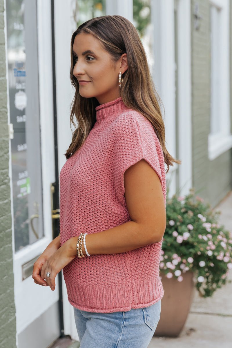 Everyday Classic Mock Neck Sweater - Rose - Magnolia Boutique