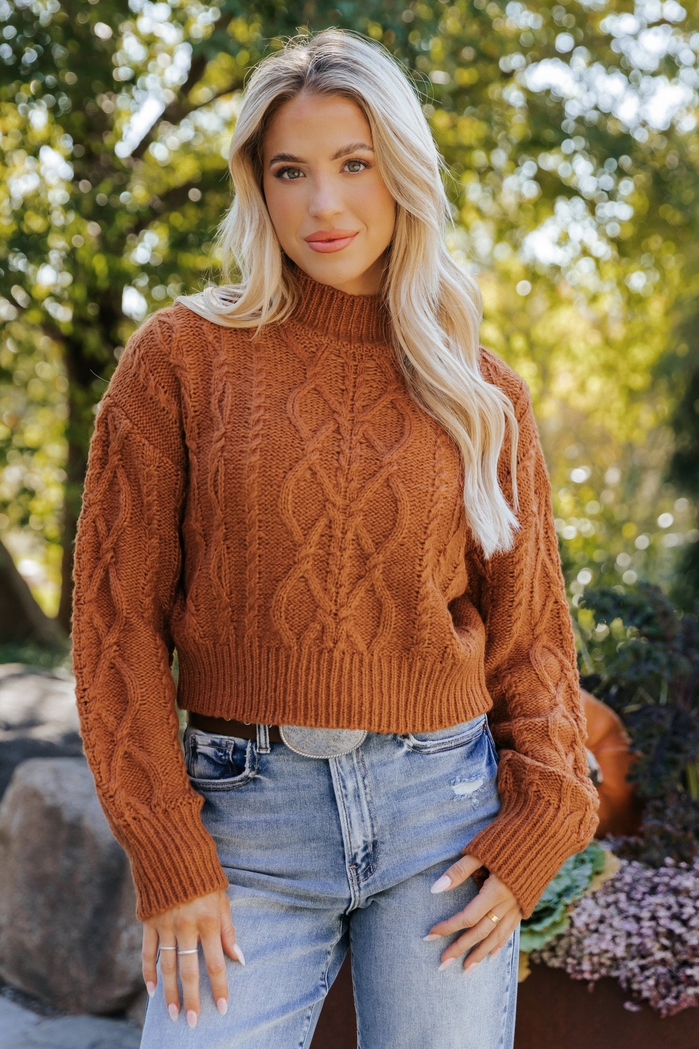 Fall Fest Cable Knit Sweater - Burnt Orange - Magnolia Boutique