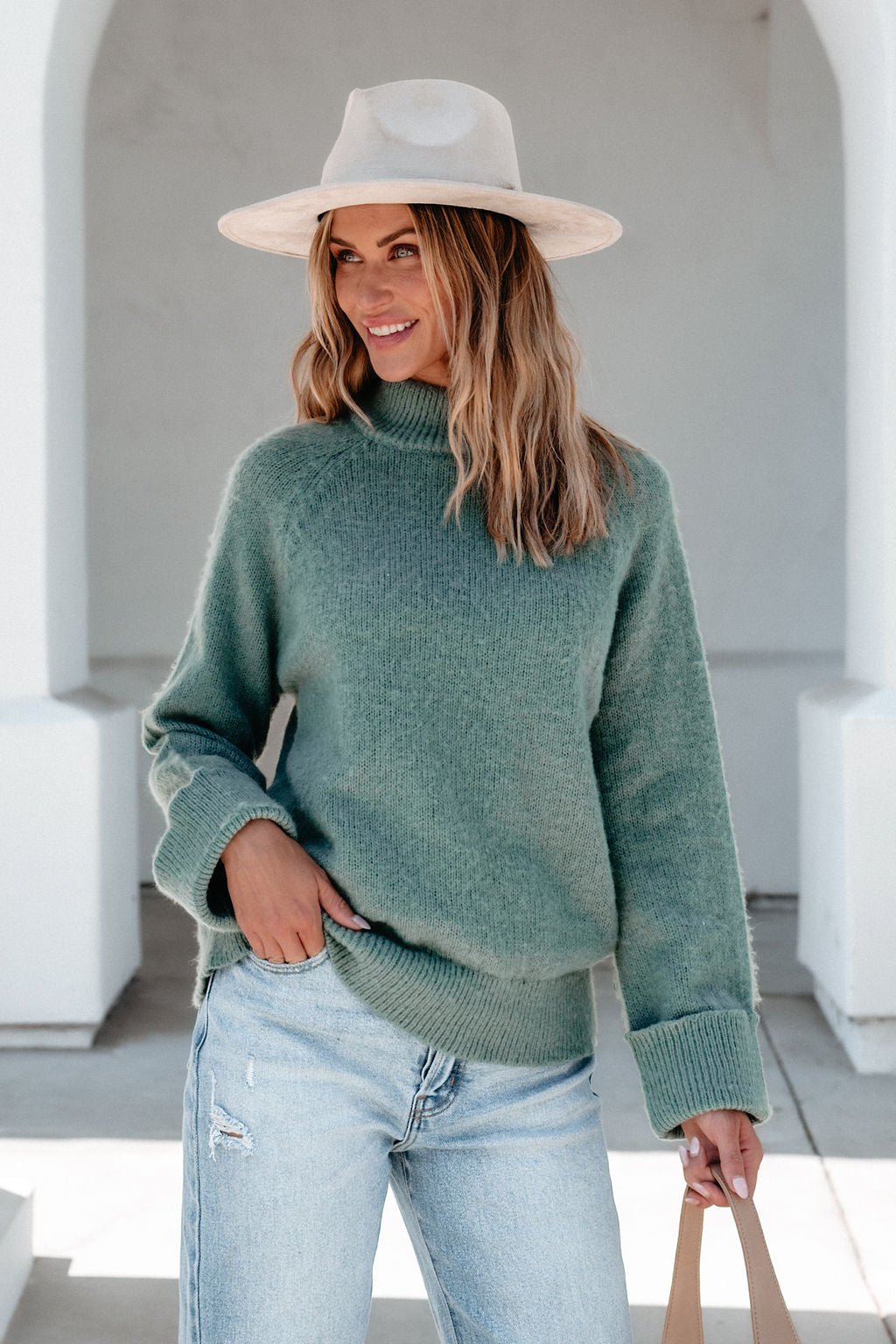 Falling For You Green Ribbed Sweater | Pre Order - Magnolia Boutique