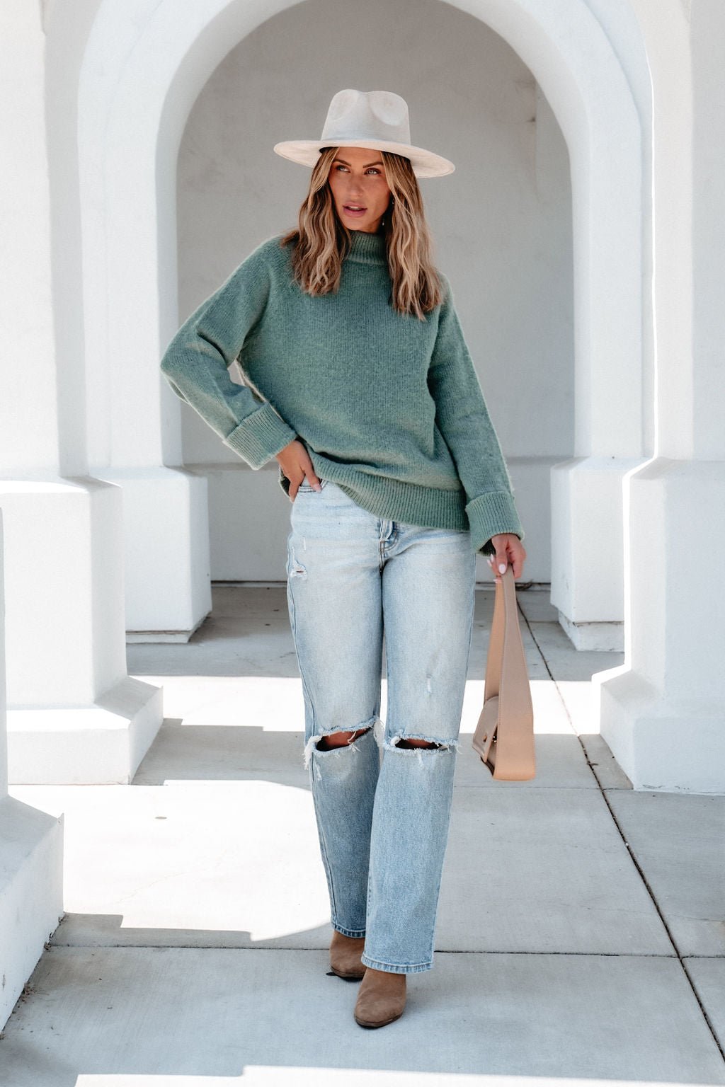 Falling For You Green Ribbed Sweater | Pre Order - Magnolia Boutique