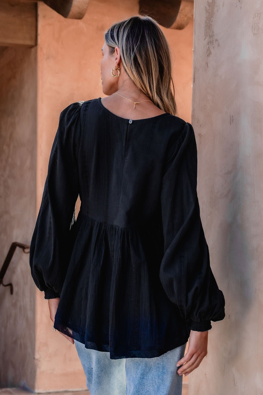 Flowy Black Ruffled Tunic - Magnolia Boutique