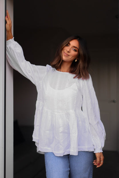 Flowy Ivory Ruffled Tunic - Magnolia Boutique