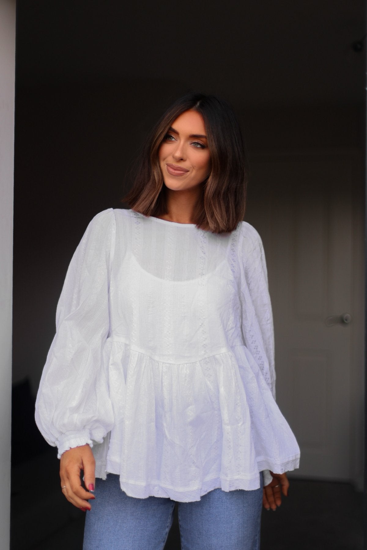 Flowy Ivory Ruffled Tunic - Magnolia Boutique