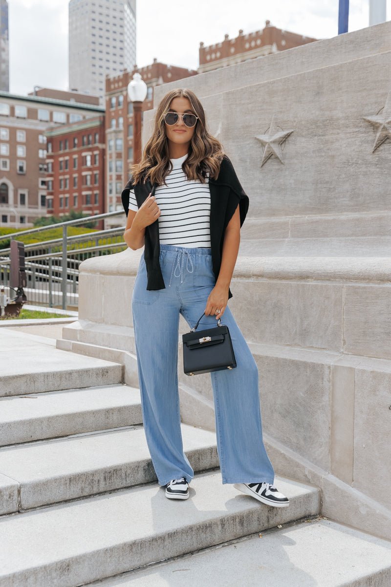 Forever Soft Wide Leg Pants - Chambray - Magnolia Boutique