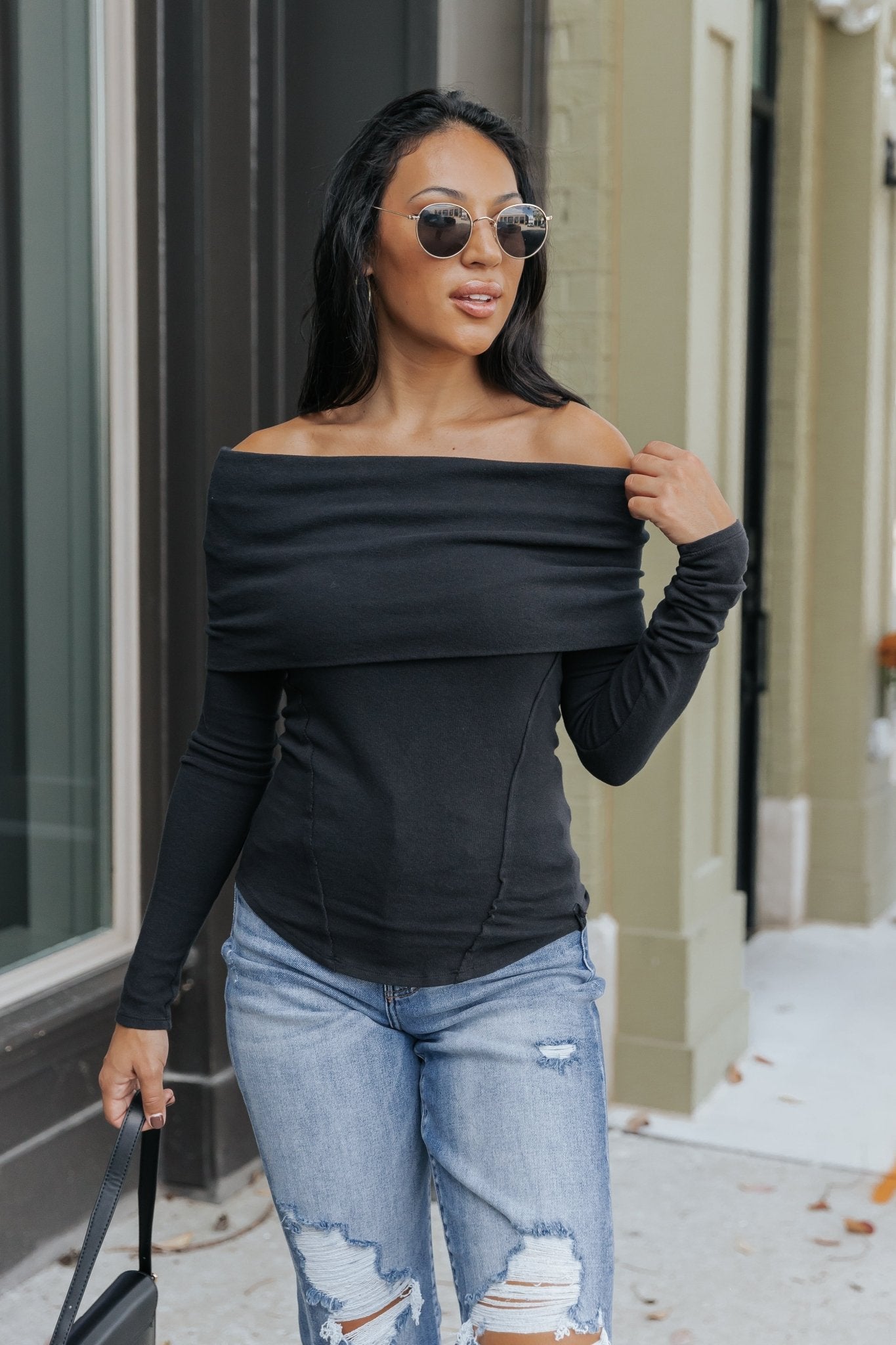 Free People Black Iris Layering Fold Over Top - Magnolia Boutique