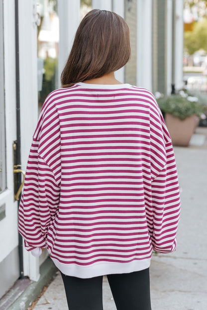 Free People Cherry Combo Classic Striped Sweater - Magnolia Boutique