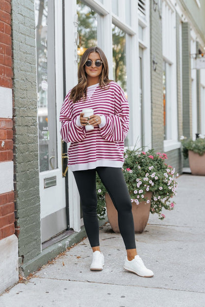 Free People Cherry Combo Classic Striped Sweater - Magnolia Boutique