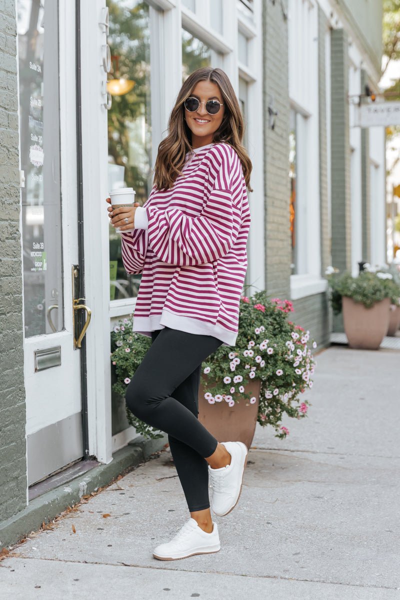 Free People Cherry Combo Classic Striped Sweater - Magnolia Boutique