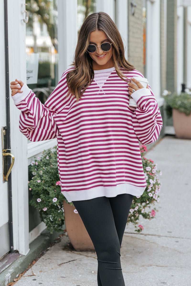 Free People Cherry Combo Classic Striped Sweater - Magnolia Boutique