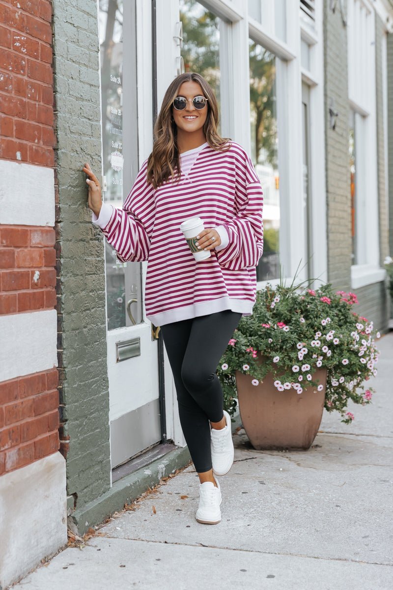 Free People Cherry Combo Classic Striped Sweater - Magnolia Boutique