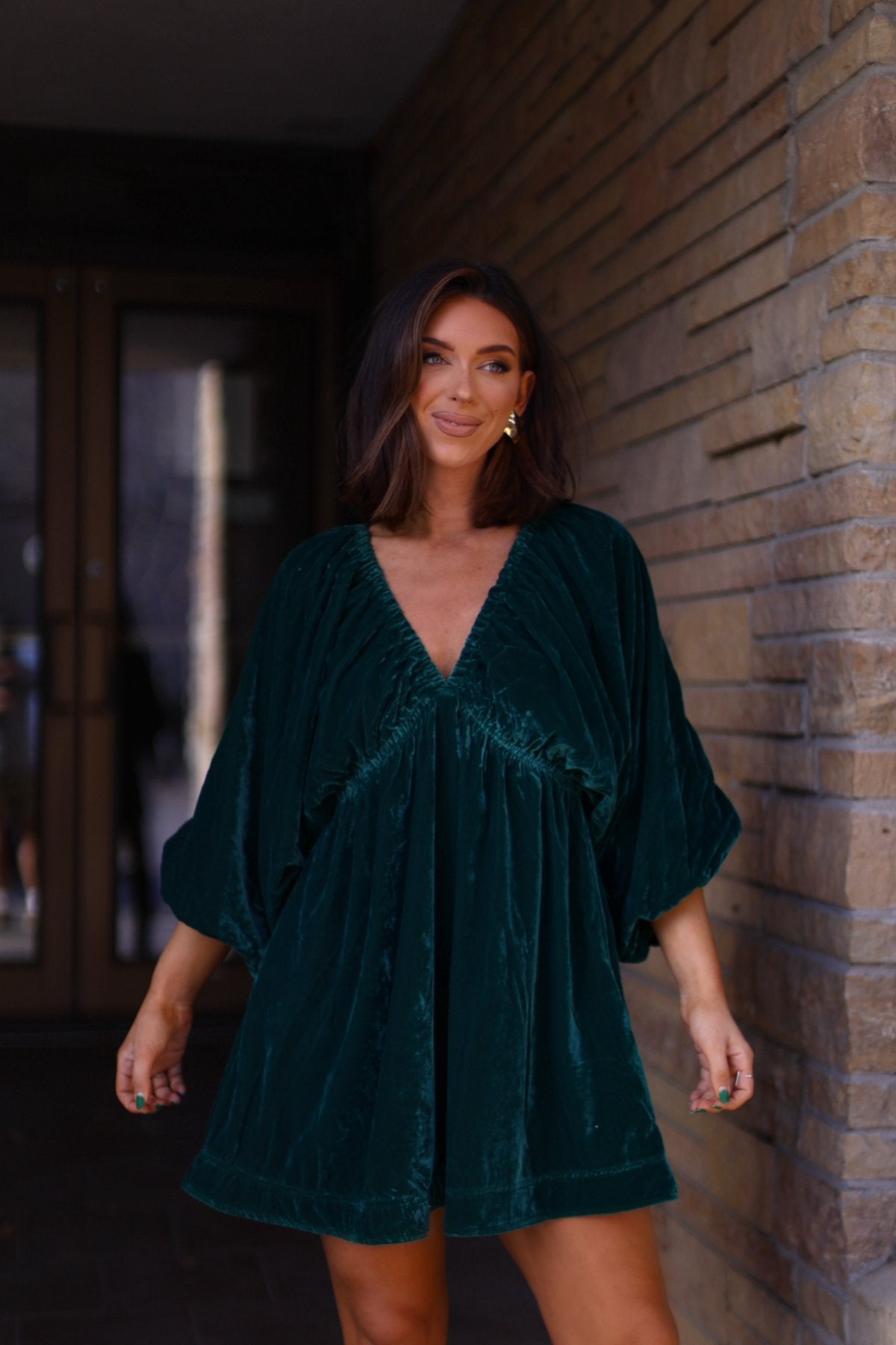 Free People Emerald Green Portia Velvet Mini Dress - Magnolia Boutique