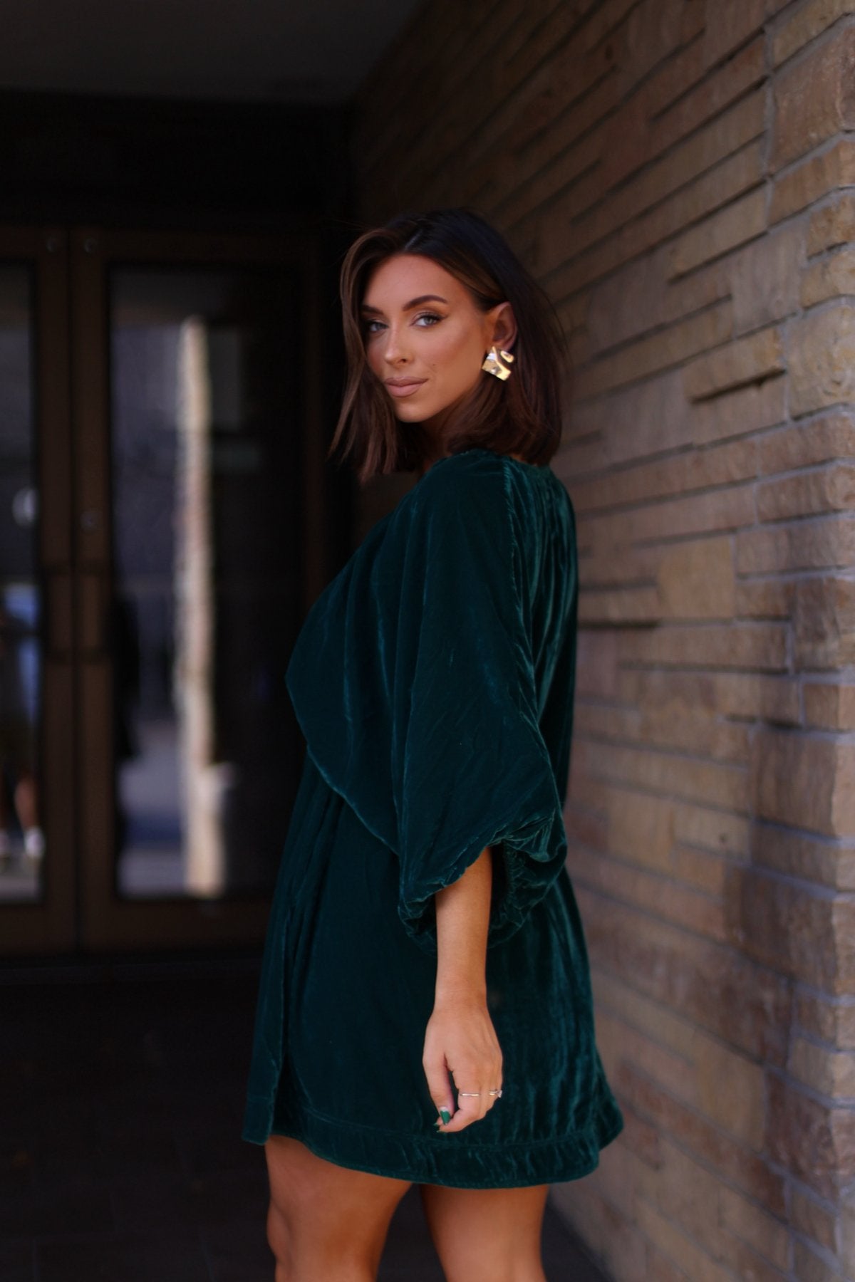 Free People Emerald Green Portia Velvet Mini Dress - Magnolia Boutique