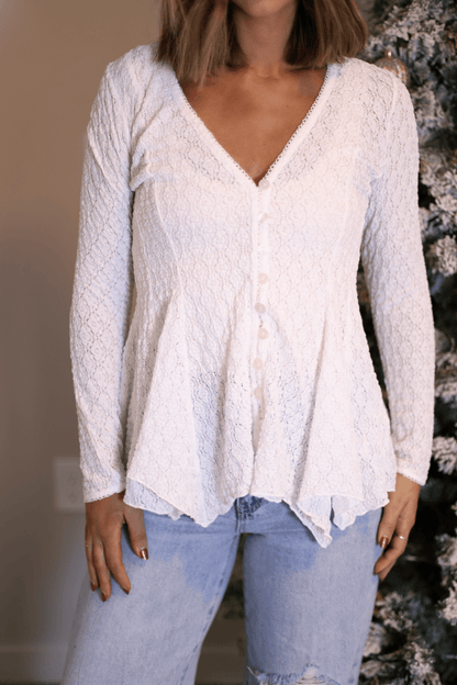 Free People Ivory Janey Lace Top - Magnolia Boutique