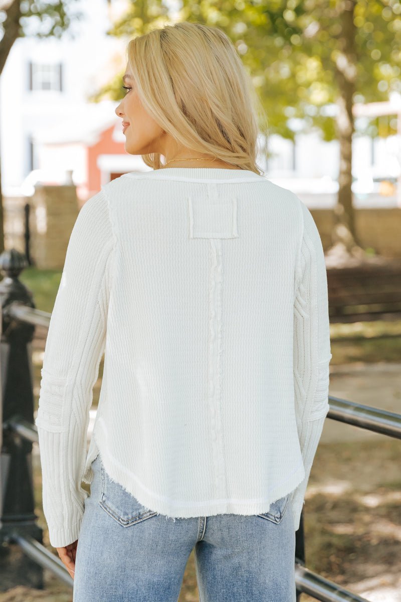 Free People Ivory Swinging Cable Cuff Sweater - Magnolia Boutique