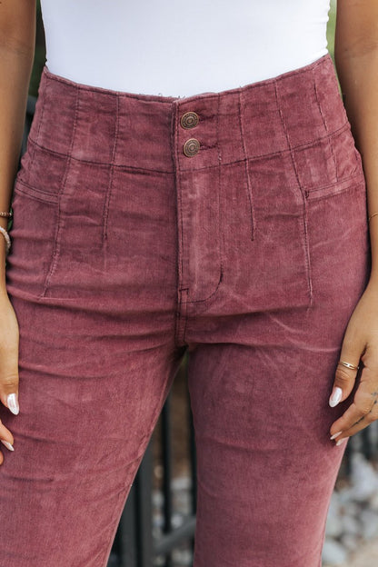 Free People Jayde Cord Flare Jeans - Plum - Magnolia Boutique