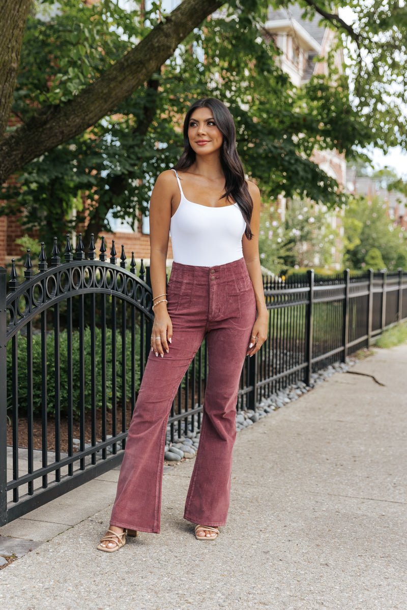 Free People Jayde Cord Flare Jeans - Plum - Magnolia Boutique