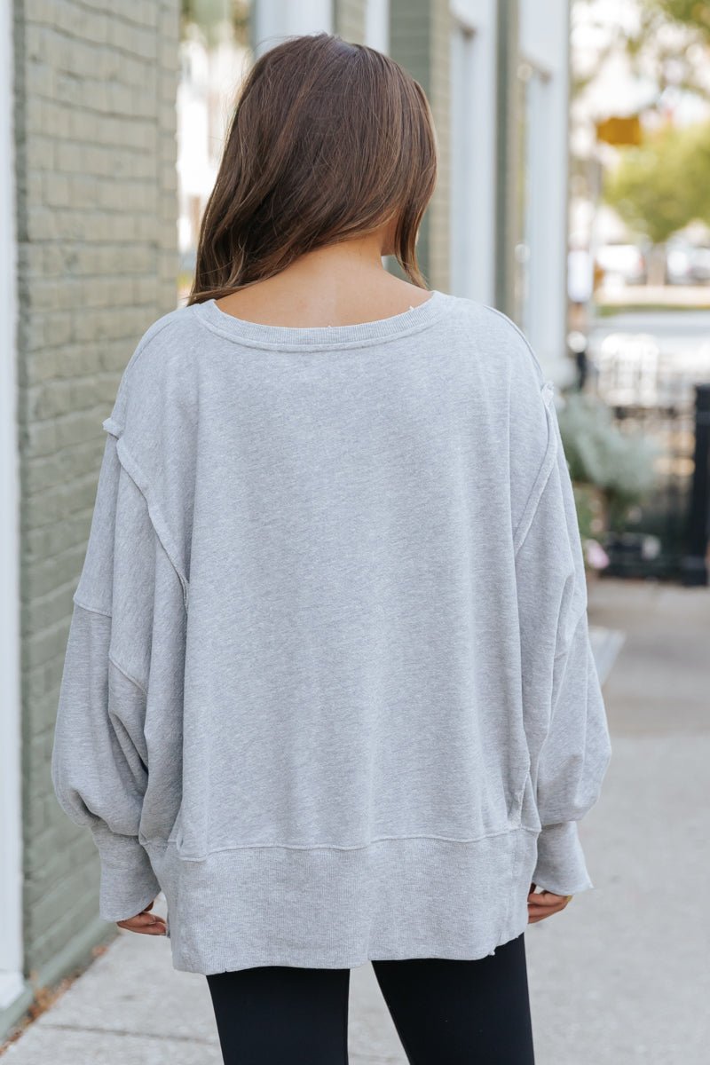 Free People Light Grey 12 Graphic Camden Pullover - Magnolia Boutique